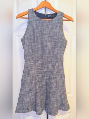 GAP Sz 4, Navy/White Cotton Blend Sleeveless Fit-and-Flare Midi Dress, Very GUC